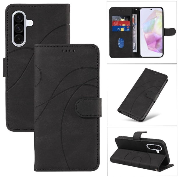 Funda tipo cartera con tapa para Samsung Galaxy A36 5G con tarjetero, soporte y cubierta magnética Negro