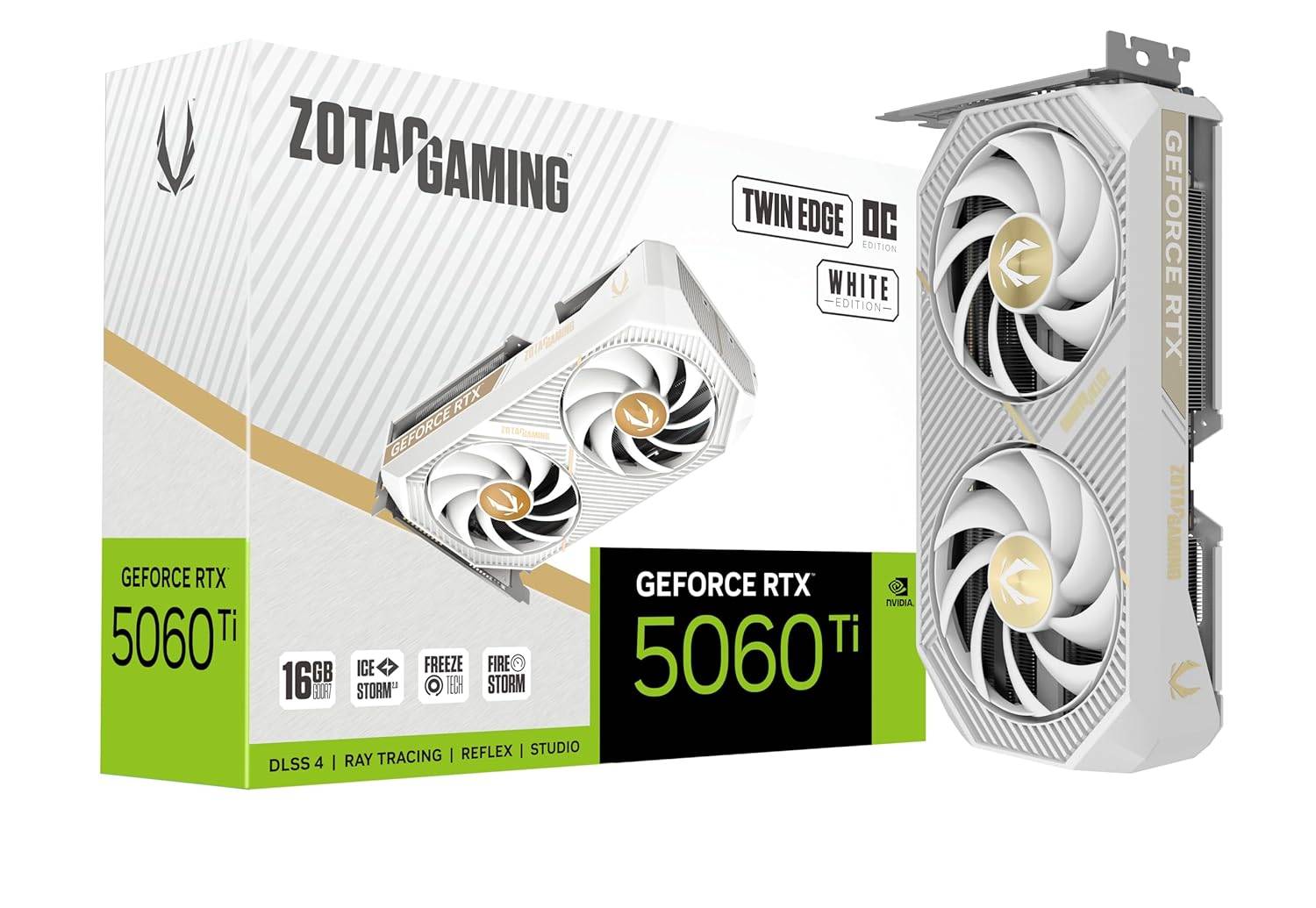 Tarjeta De Video Zotac Nvidia Geforce Rtx 5060Ti Twin Edge Oc White, 16Gb Gddr7, 128-Bits