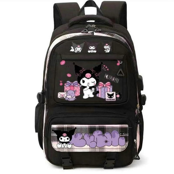 MINISO Kuromi Mochila Large capacity Waterproof Backpack for School Kawaii Anime cosplay bag Travel Bag School Student girl Gift