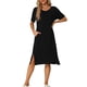 thumbnail image 2 of INSPIRE CHIC Camisón de Mujer de Rayón con Cuello en V, Suave y Sedoso, de Manga Corta, Camiseta de Dormir Midi con Bolsillos, Vestido Ligero para Estar en Casa, Talla S Negro, 2 of 6