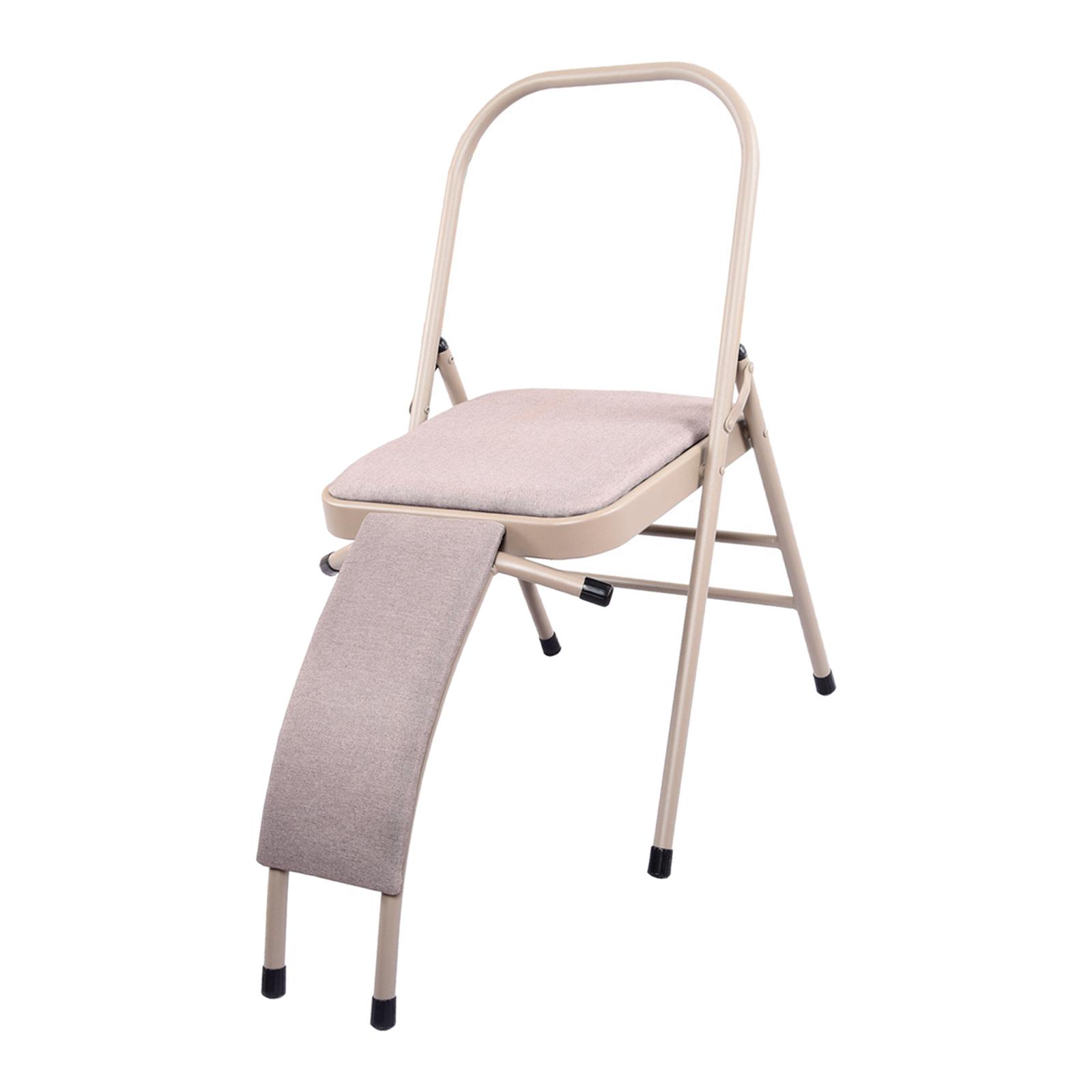 Magideal - Silla Auxiliar De Yoga Plegable, Herramienta De Entrenamiento De Fuerza De Flexibilidad, Silla De Yoga De Entrenamiento De Equilibrio Multifuncional Respaldo De Lino