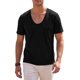 thumbnail image 1 of INSPIRE CHIC Camiseta lisa de hombre de manga corta con cuello en U y bolsillo en el pecho, camiseta casual XL negra, 1 of 5