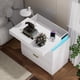 thumbnail image 3 of Nightstand with Charging Station and LED Lights,Night Stand with Sliding Top for Bedroom,Bedside Table with Drawers,Modern End Side Table,White.28.8''W x 17''D x 30.5''H., 3 of 3