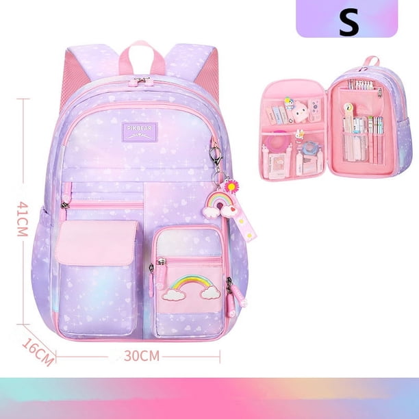 Primary School Backpack Cute Colorful Bags for Girls Princess School Bags Waterproof Children Rainbow Series Schoolbags mochila