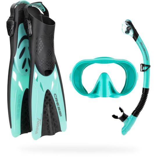 Set De Esnórquel Cressi Explorer Aqua Green Con Máscara, Esnórquel Y Aletas