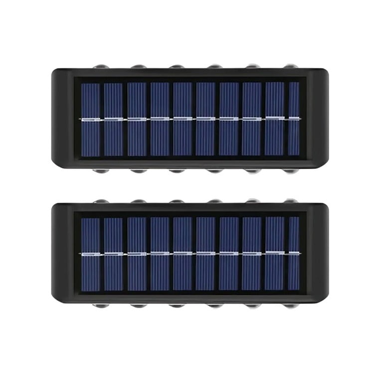 Genérico - Pack X 2 Lampara Solar 12 Led Exterior Aplique De Muro