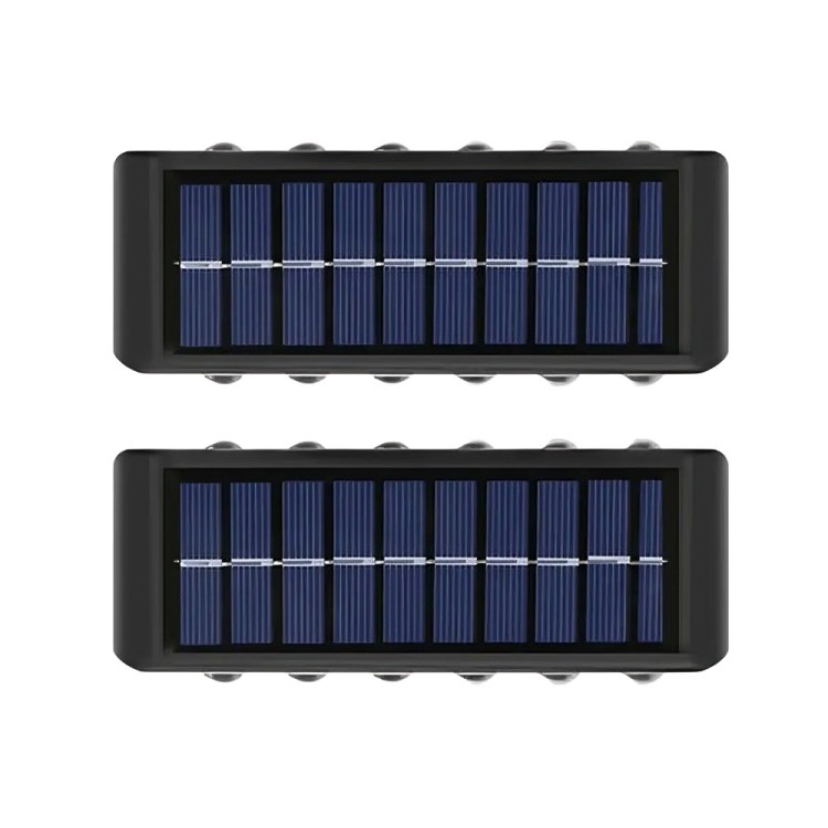 Genérico - Pack X 2 Lampara Solar 12 Led Exterior Aplique De Muro