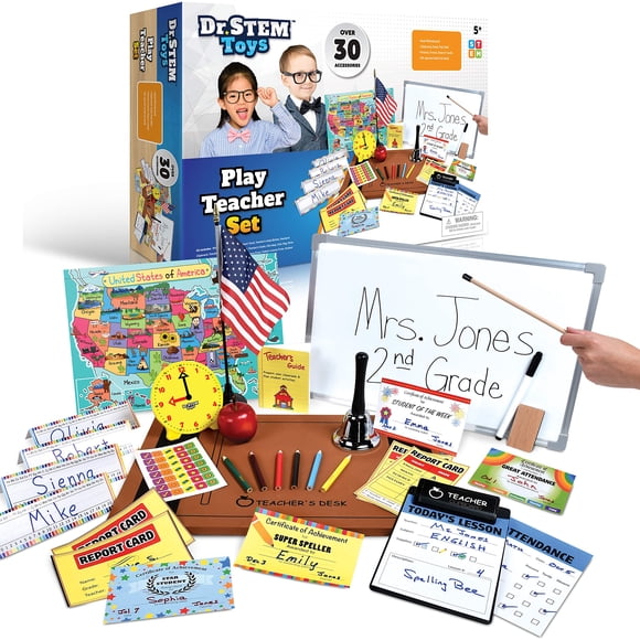 Set de juego de rol Dr. STEM Toys Play Teacher con pizarra blanca para niños