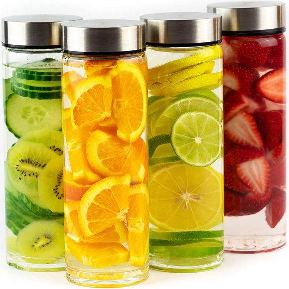 Botellas para Jugo All About Juicing de Vidrio con Boca Ancha