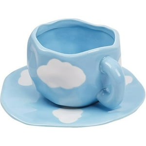 Veat00L - Juego De Cafetera Cerámica, Diseño De Lindo Juego De Tazas Creativas, Adecuado Para Lavavajillas Y Microondas, 6 Onzas / 180 Ml Para Leche De Té Con Leche