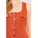 thumbnail image 2 of Vestido Mini Tejido sin Mangas con Cuello Cuadrado Profundo y Botones, 2 of 5