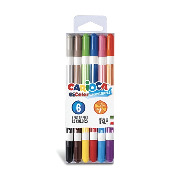Plumones Bi-Color Carioca 6/12 Colores