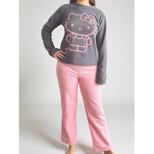 Pijama Micropolar Mujer Hello Kitty Gris Oscuro S
