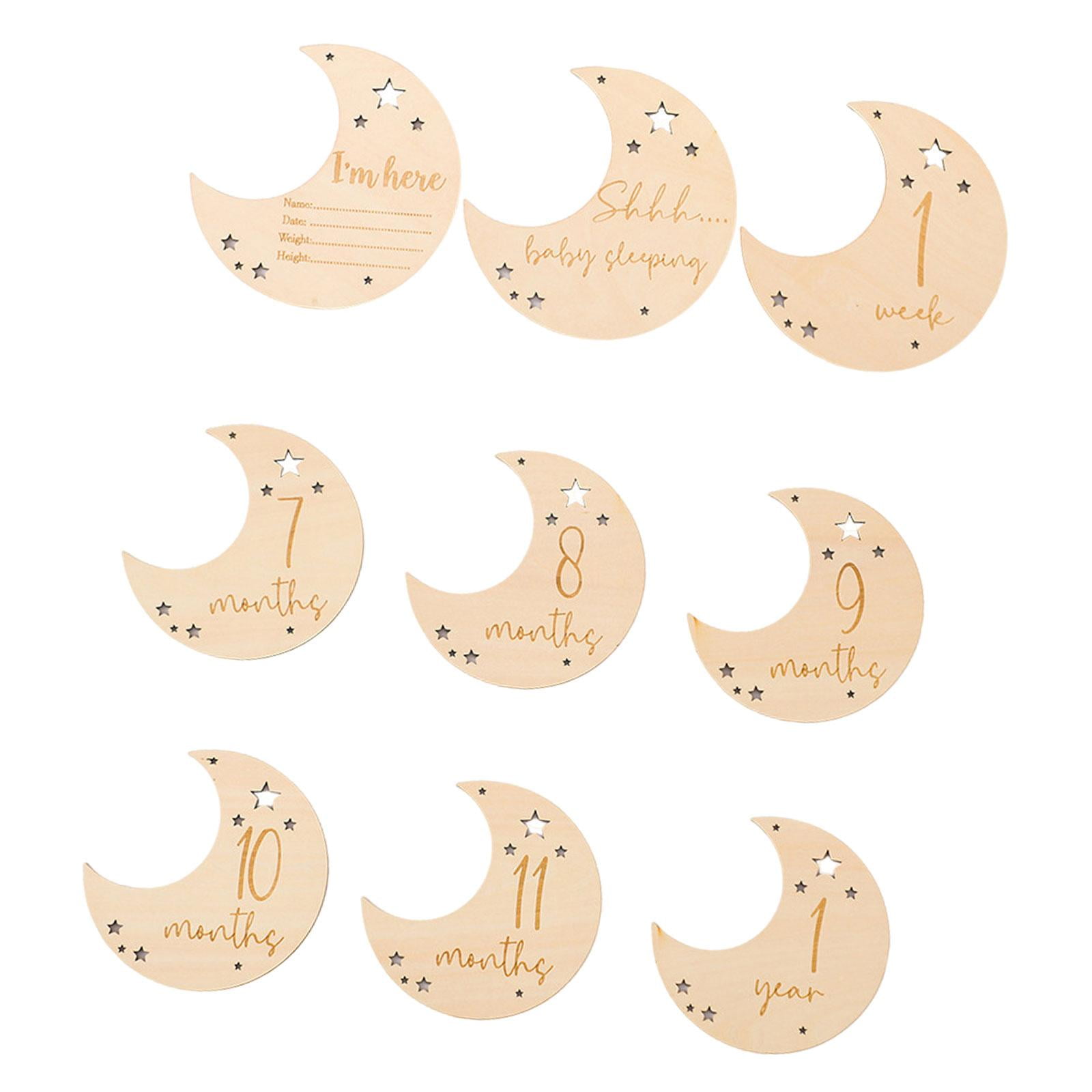 Magideal - 9 Piezas Hermosa Imagen De Hito Para Recién Nacido, Pieza De Kilometraje De Doble Cara, Decoración De Fiesta De Cumpleaños, Señal De Anuncio De Nacimi Versión Niños