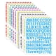 thumbnail image 1 of Kit de 24 hojas de 3024 pegatinas autoadhesivas de letras y números en 12 colores, pegatinas para buzones, pegatinas con números del alfabeto, calcomanías para letreros, cocinas, puertas y negocios., 1 of 6