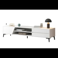 Space Home - Rack Tv Vinicius Blanco 120 Cm Melamina Mueble Organizador