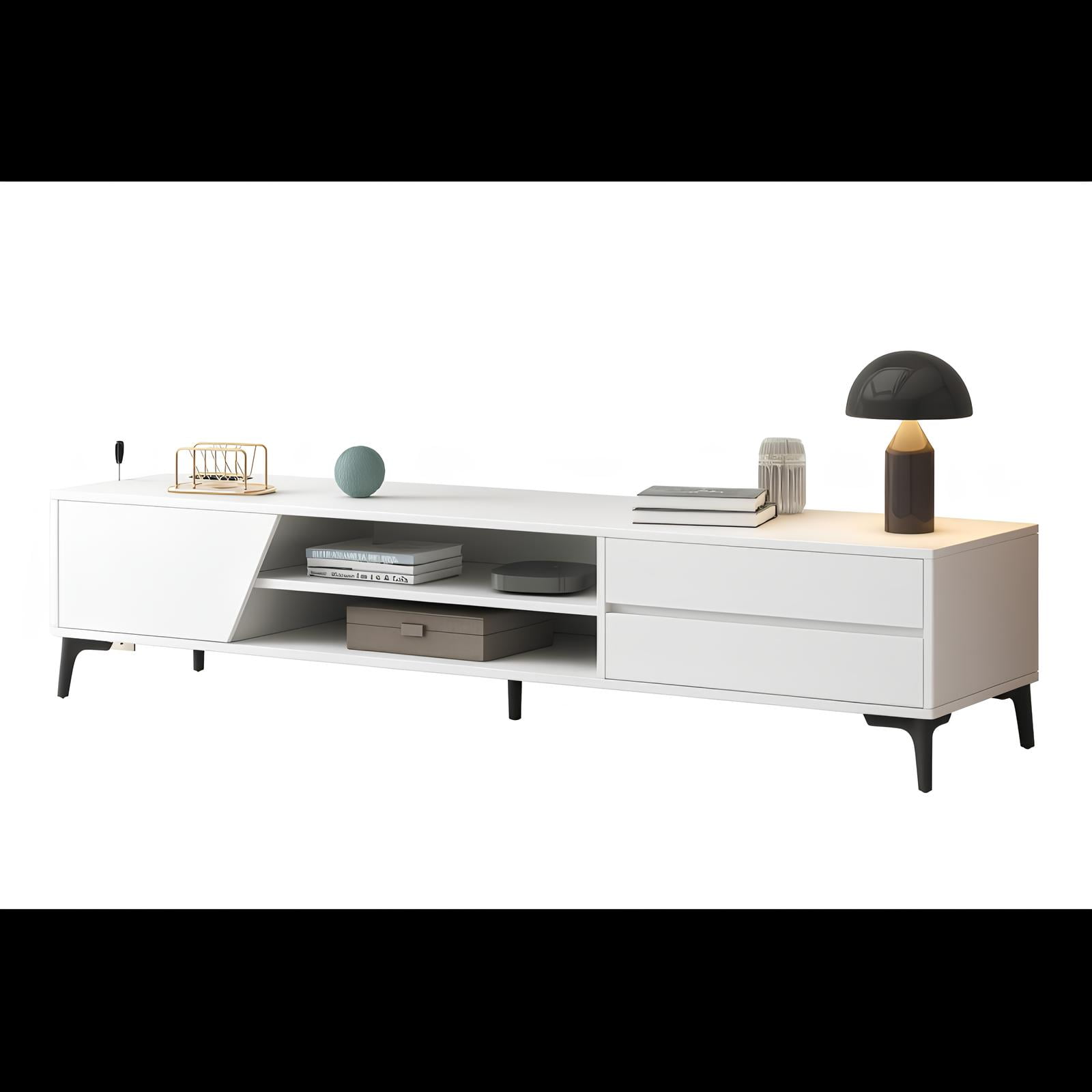 Space Home - Rack Tv Vinicius Blanco 120 Cm Melamina Mueble Organizador