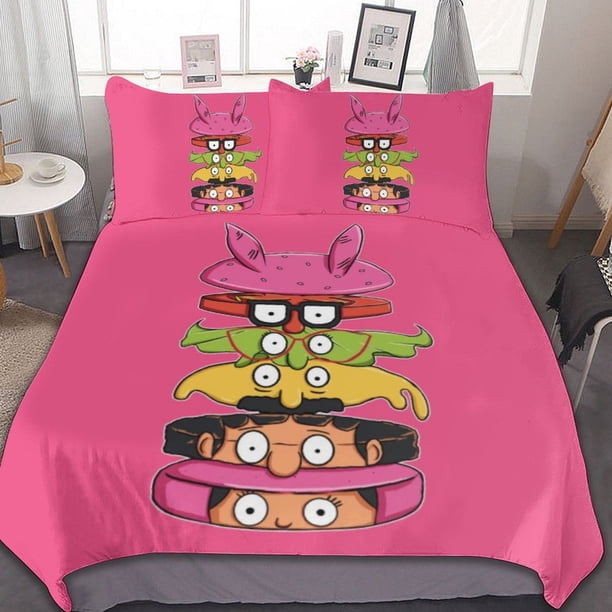 Bob's Burgers 3 Pcs Bed Sheets Set Breathable Duvet Cover with 2 Pillow Sham Soft All Seasons Bedding Set