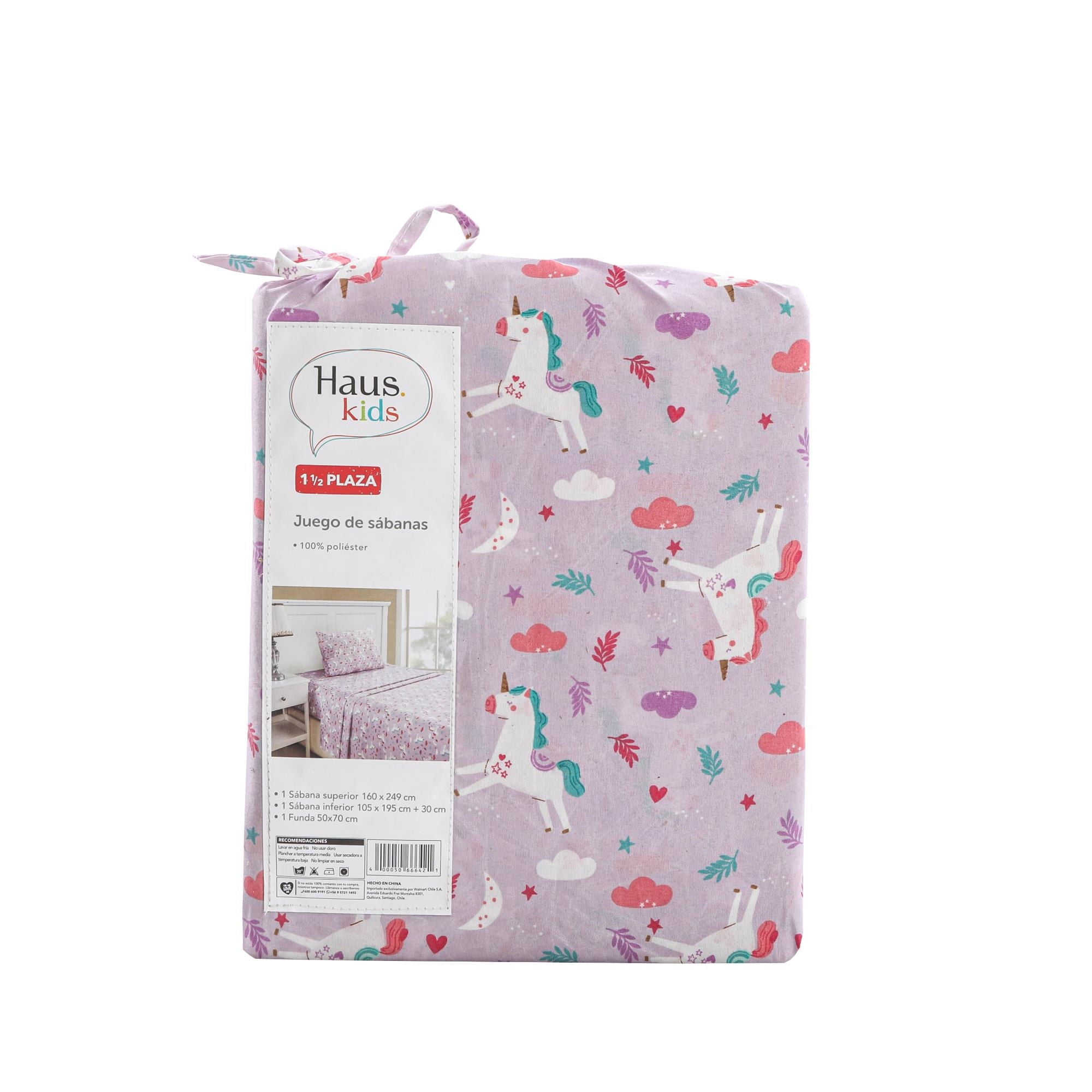 Haus - Juego De Sábanas Unicornio 1.5 Plaza 100% Poliéster