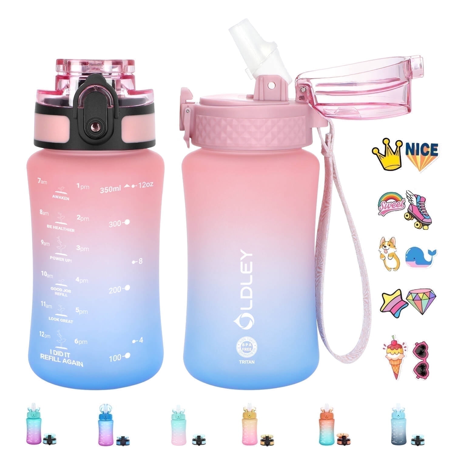 Botella De Agua Oldley Tritan 355ml Azul Deportivo