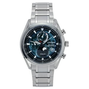 Reloj Citizen Radio Controlled Moon Phase Super Titanium Green Dial Eco-Drive By1010-81X 100M Men'S Watch