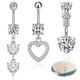 thumbnail image 1 of Juego de 3 piercings para el ombligo de acero quirúrgico plateado de 10 mm, con forma de corazón, para mujer., 1 of 8