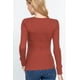 thumbnail image 4 of Saronite Camiseta Térmica de Manga Larga con Cuello Henley de Algodón Acanalado Básico, Color Cobre (para Mujer), 4 of 4
