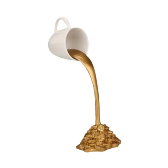 Taza De Café Flotante, Escultura En Forma De Taza, Para Cafetería, Oficina, Vertiendo, Derramando, Moneda, Figura Blanca