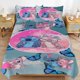 thumbnail image 2 of 3 Pieces Stitch And Angel Bedding Comforter Set Full with 2 Pillowcases for Kids Teens Girls Women Microfiber Easy Wash Light Breathable Cozy White Base Bed Sheets, 2 of 5