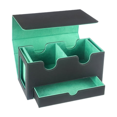 Ioensy - Caja De Baraja De Cartas Funda Protectora De Tarjetas De Cuero Pu Resistente Estuche Para Barajas Estuche Para Cartas Coleccionables Verde