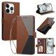 thumbnail image 2 of Cartera Plegable para iPhone 15 Pro Max, PU Tricolor con Ranuras, Marrón, 2 of 6