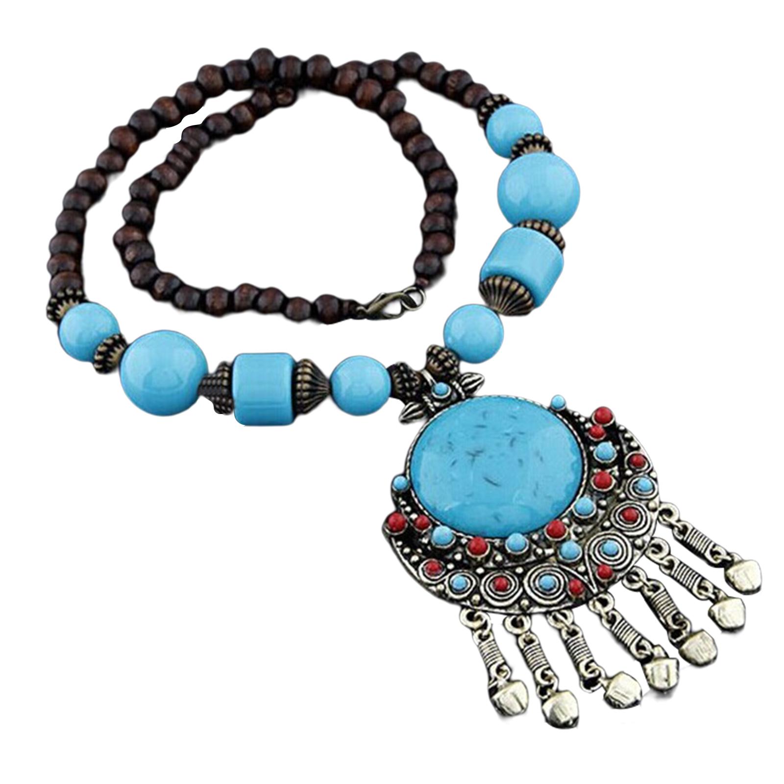 Magideal - Collar Bohemio Encantos Regalos Decoración Larga Vacaciones Personalizadas Azul