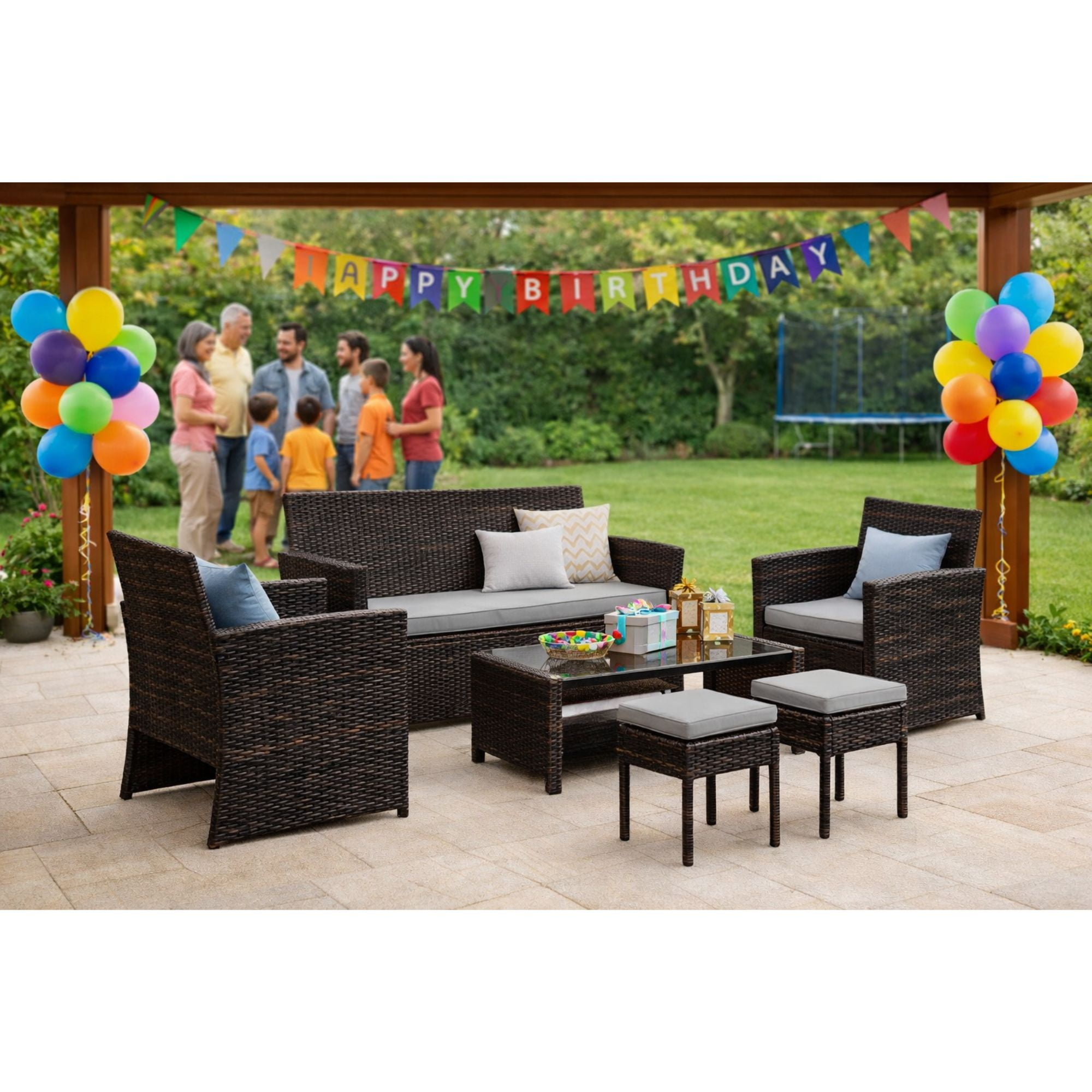 Velazio - Juego De Living Terraza 6 Personas Dubai Gris