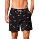 thumbnail image 1 of INSPIRE CHIC Pantalones Cortos de Natación Hawaianos para Hombre con Cintura Elástica y Cordón, Forro Estampado, Talla S, Negro, 1 of 5