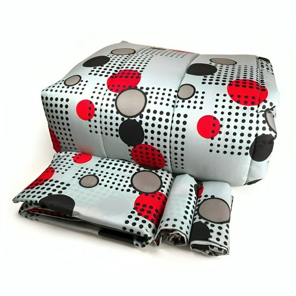 Plumón Estampado + Funda 1.5 plazas / Círculos Negro Rojo – Key Home