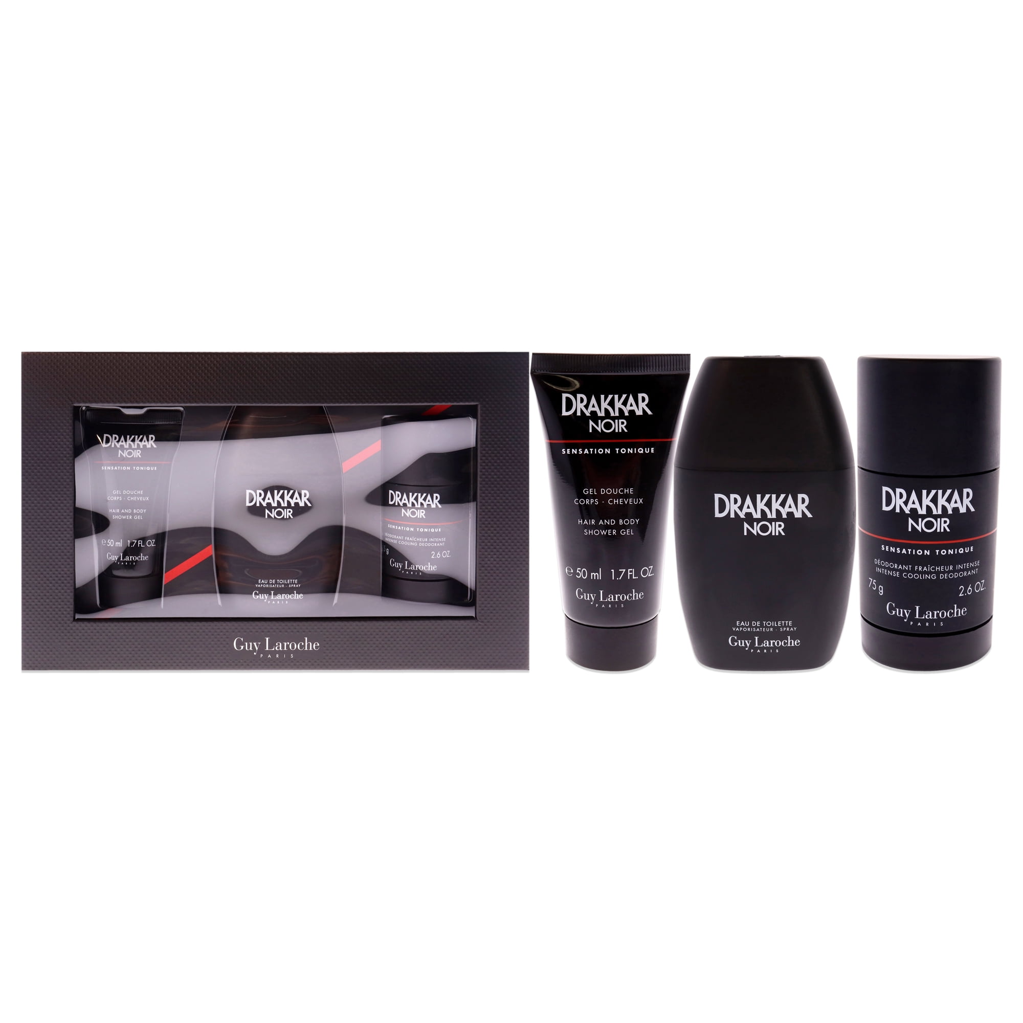 Guy Laroche - Drakkar Noir - De Para Hombres - Set De Regalo - Edt Spray, Desodorante En Barra, Gel De Ducha