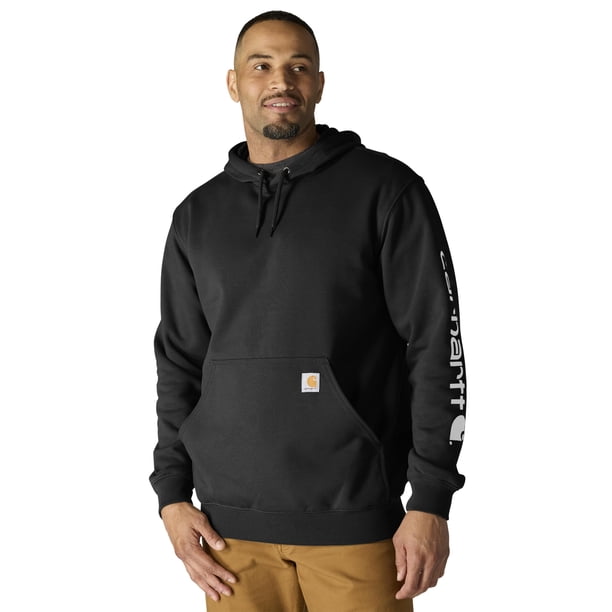 Sudadera Carhartt de ajuste holgado, peso medio, con logo en la manga, hombre, negra