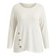 thumbnail image 5 of GRACE & GRANDEUR Tops para Mujer de Talla Grande con Botones, Dobladillo Cruzado, Cuello Redondo, Manga Larga, Blusas Texturizadas para Otoño e Invierno, Talla 3X Beige, 5 of 7