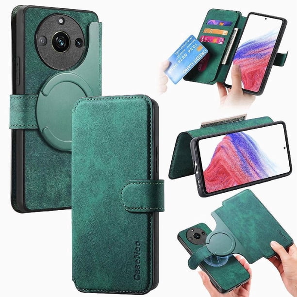 Funda Billetera Magnética para Realme 11 Pro Soporte Tarjetas Desmontable Verde