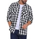 thumbnail image 5 of INSPIRE CHIC Camisas de Hombre de Manga Larga Ajustadas con Botones y Bolsillo a Cuadros de Colores Contrastantes S Negro Blanco, 5 of 7