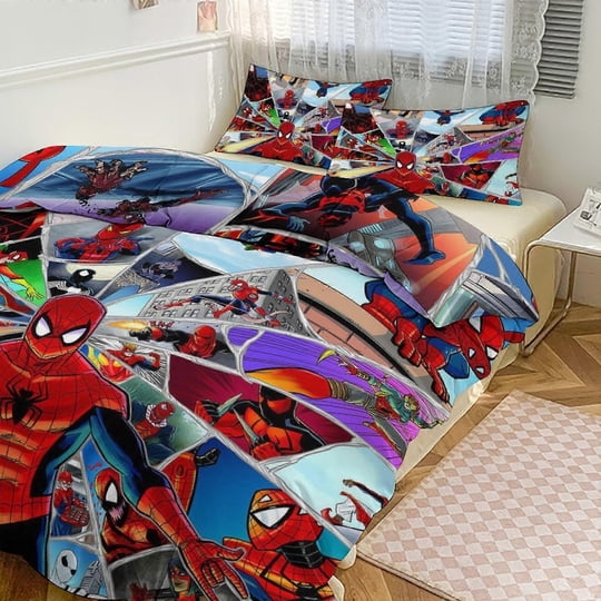 Yingd - Juego De Ropa De Cama Spidean Para Niños Hombres Y Mujeres Tamaño Individual Edredón Funda De Edredón Y Fundas De Almohada