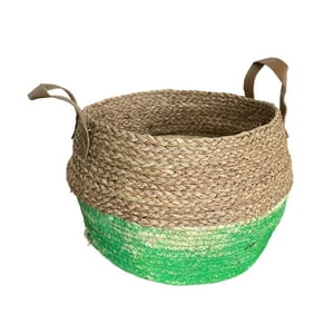 Oem - Macetero Cesto Canasto Maceta De Mimbre Mediana Verde