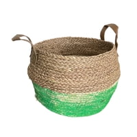 Oem - Macetero Cesto Canasto Maceta De Mimbre Mediana Verde