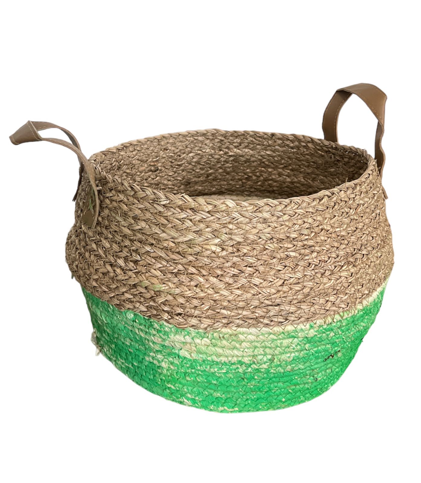 Oem - Macetero Cesto Canasto Maceta De Mimbre Mediana Verde