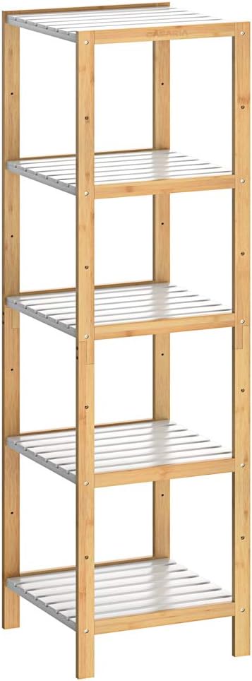Wakshome - Estante Organizador De Bambu Mueble De Lujo Para Cocina Baño 5 Niveles | Alto 140Cm