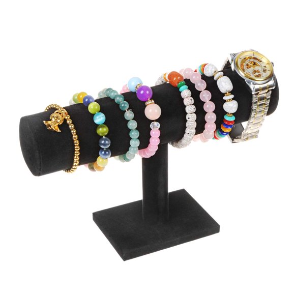 Expositor de joyería TENINYU 23 cm terciopelo negro con barra en T