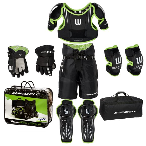 Set de Equipo de Hockey Juvenil Winnwell Talla Media Negro/Verde