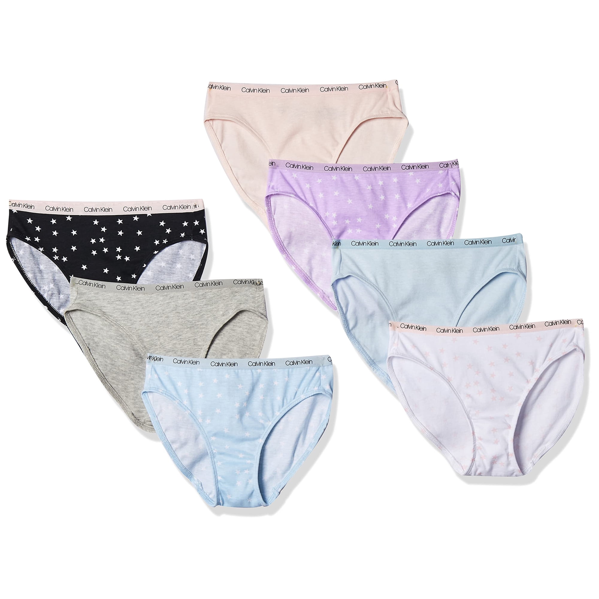 Pack De 7 Bombachas Bikini Para Niñas Calvin Klein Algodón Talle Xl