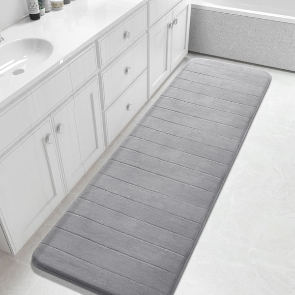 Alfombra De Baño Espuma Viscoelástica 72 X 24 Cm Antideslizante Lavable Color Gris