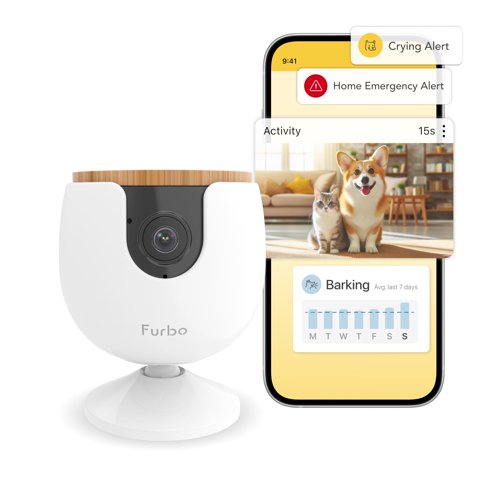 Cámara Para Mascotas Furbo Mini New + Nanny Bundle Con Home Security